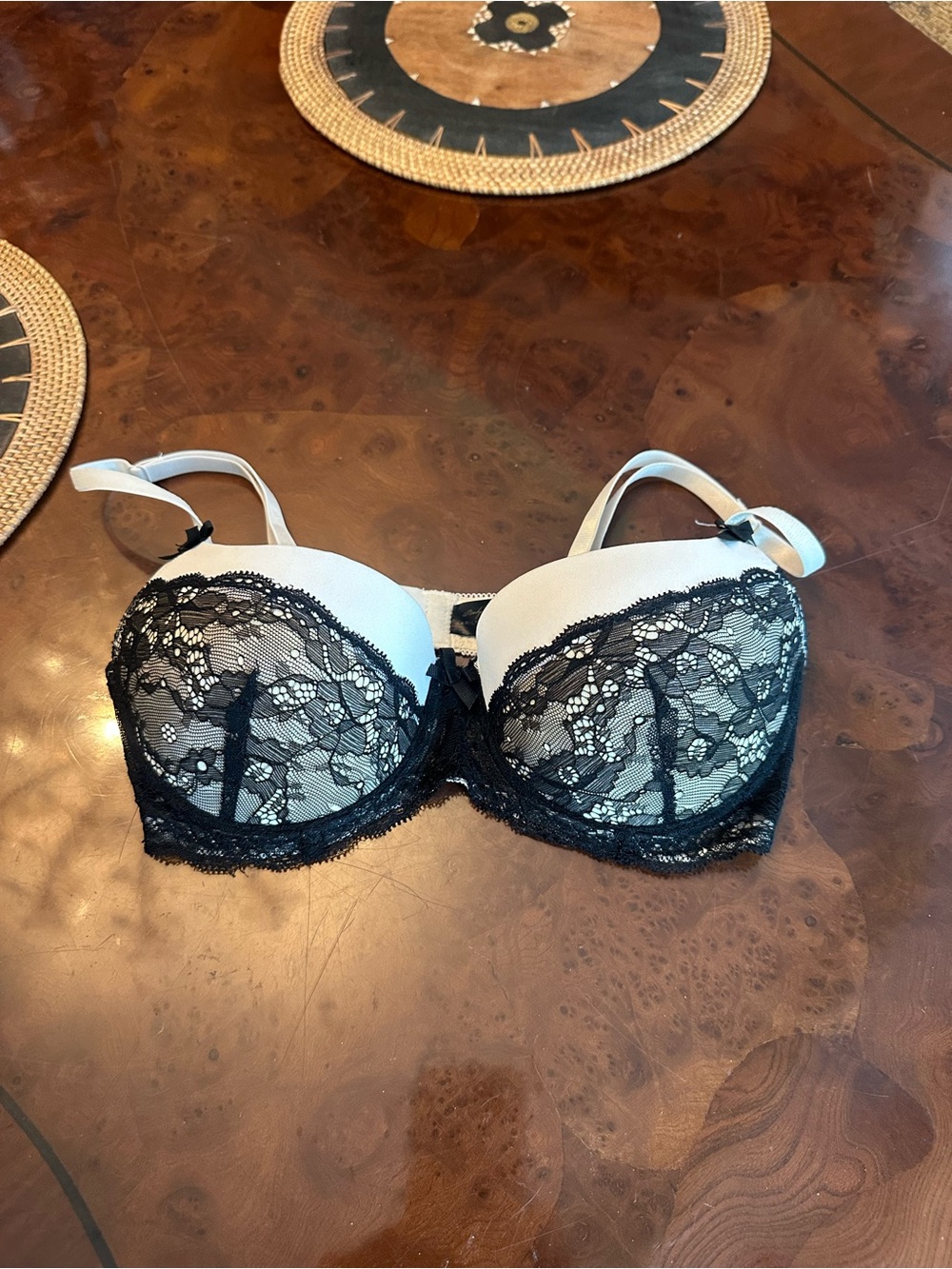 Marilyn Monroe Black Lace Overlay Cream Push-Up Bra